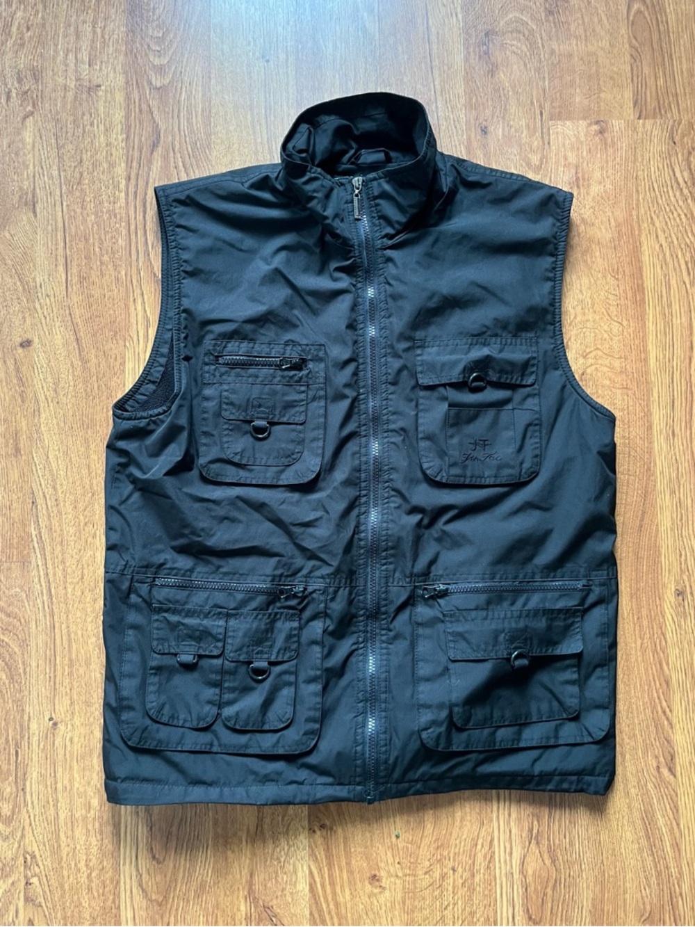 Black Men's Multi-Pocket Utility Vest - Lightweight Zipper Front